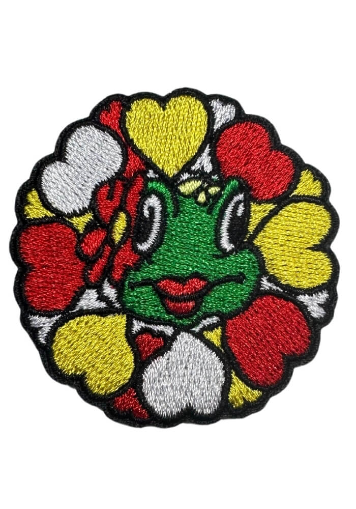 Kikker met Bloem Rondom Hartjes Klein - Oeteldonk Embleem - Festivales