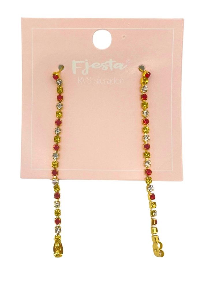 Oeteldonk Oorbellen Kettinkje Strass - Premium RVS - Festivales