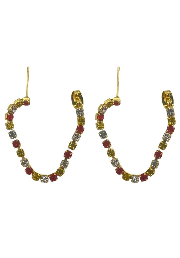 Oeteldonk Oorbellen Kettinkje Strass - Premium RVS - Festivales