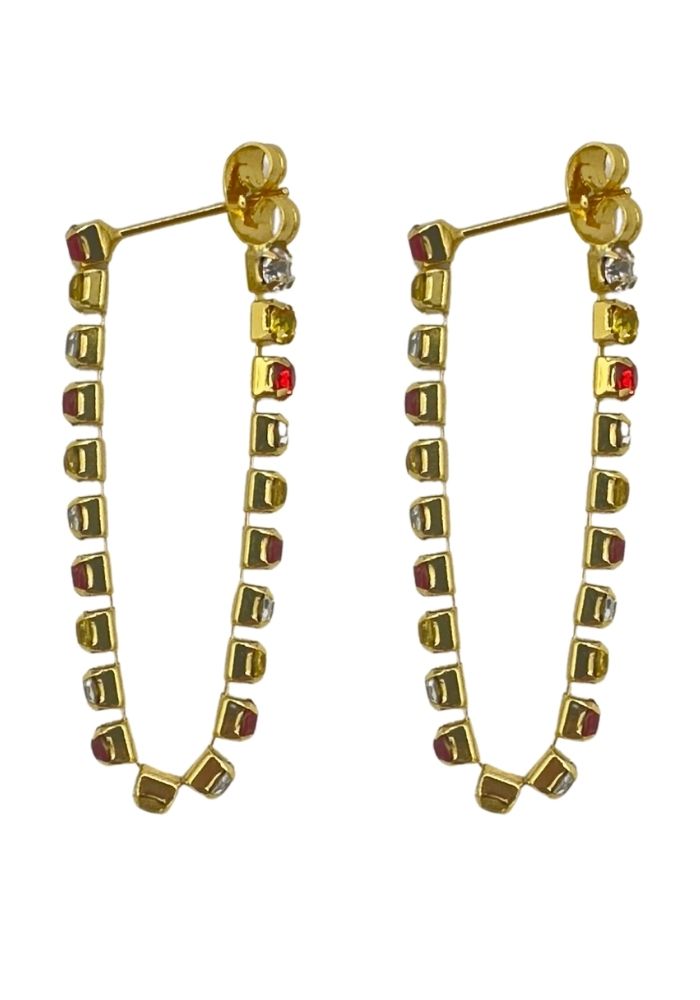 Oeteldonk Oorbellen Kettinkje Strass - Premium RVS - Festivales