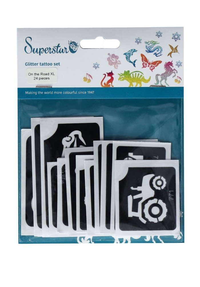 Glitter Tattoo Stencils On The Road 24pcs - Festivales