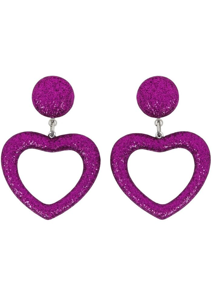 Oorbellen Hartje Glitter Paars - Festivales