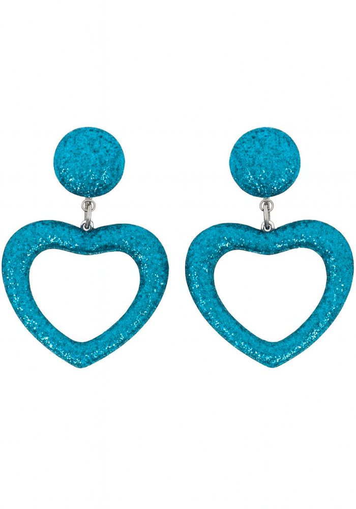 Oorbellen Hartje Glitter Turquoise - Festivales