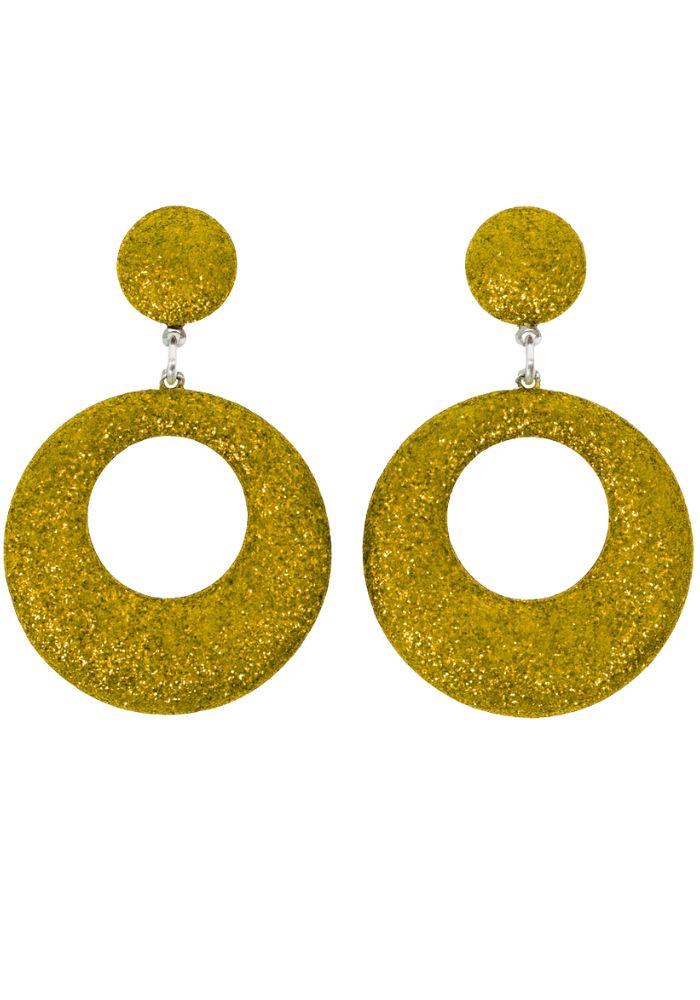 Oorbellen Glitter Rondje Dik Goud - Festivales