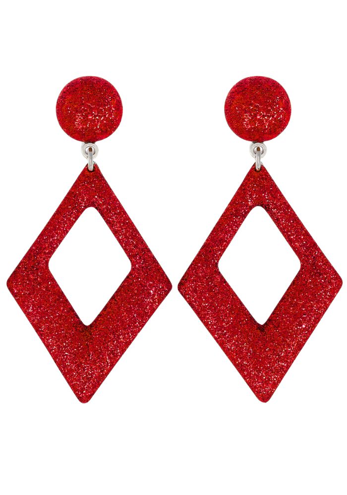 Oorbellen Glitter Ruit Rood - Festivales