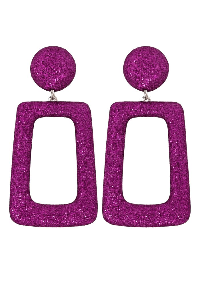 Oorbellen Glitter Vierkant Paars - Festivales