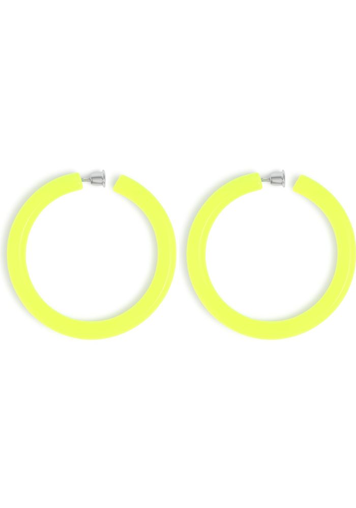 Ronde Oorbellen Dun Neon Geel - Festivales