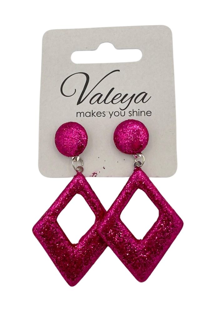 Oorbellen Glitter Ruit Roze - Festivales