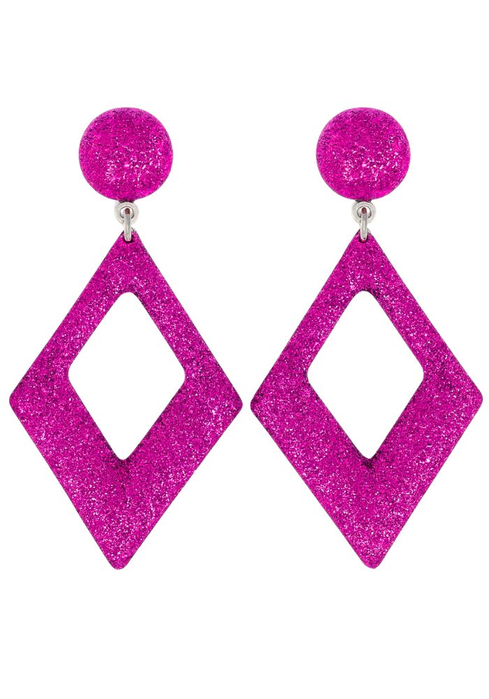 Oorbellen Glitter Ruit Roze - Festivales