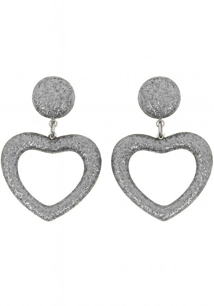 Oorbellen Hartje Glitter Zilver - Festivales