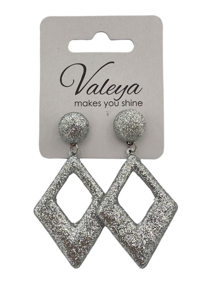 Oorbellen Glitter Ruit Zilver - Festivales