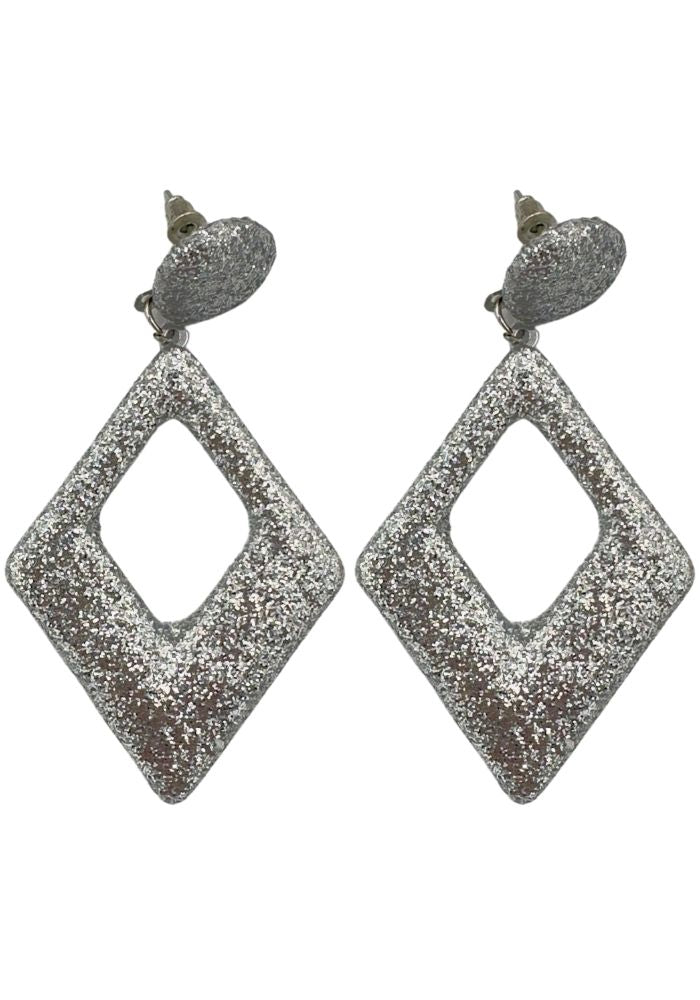 Oorbellen Glitter Ruit Zilver - Festivales