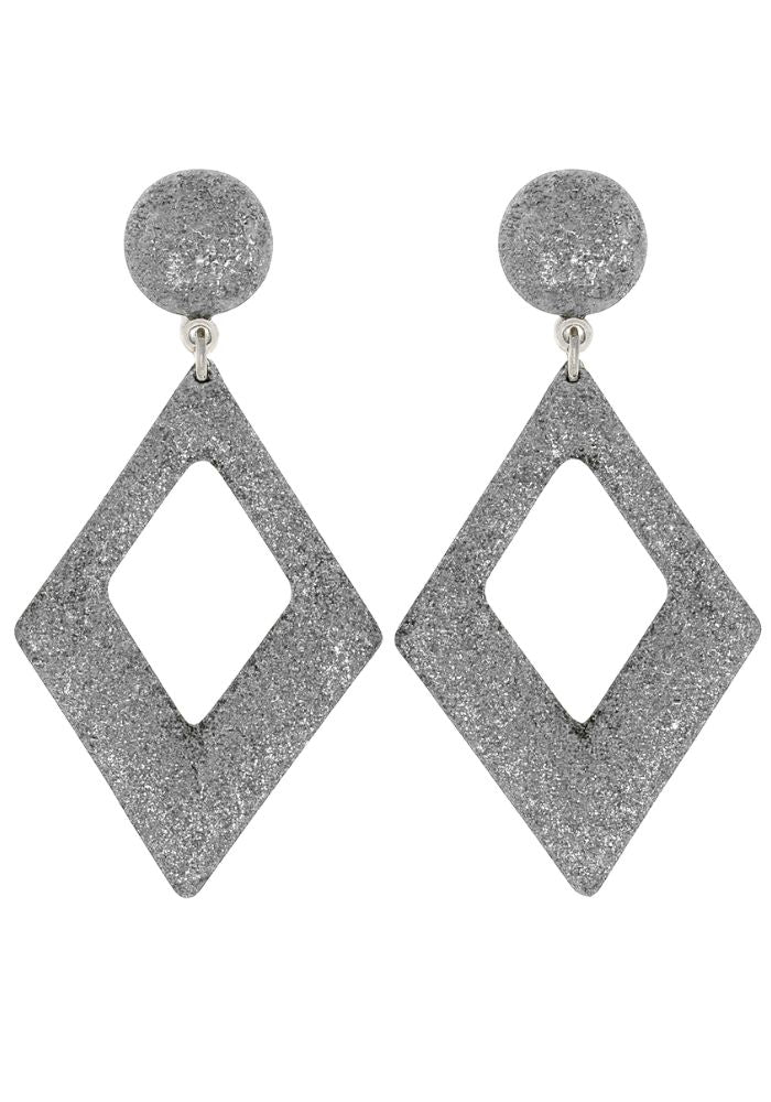 Oorbellen Glitter Ruit Zilver - Festivales