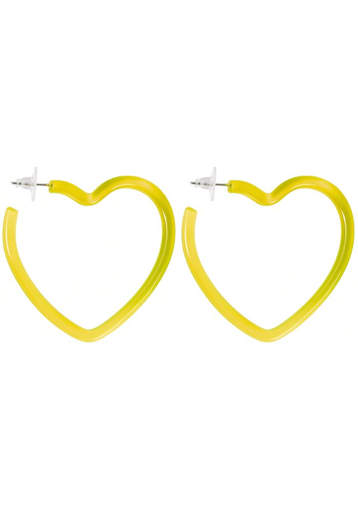 Oorbellen Hartjes Neon Geel - Festivales