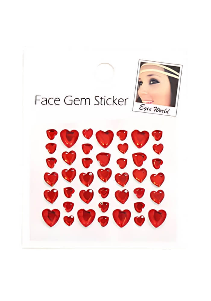 Face Jewels Hartjes Mix Rood - Festivales