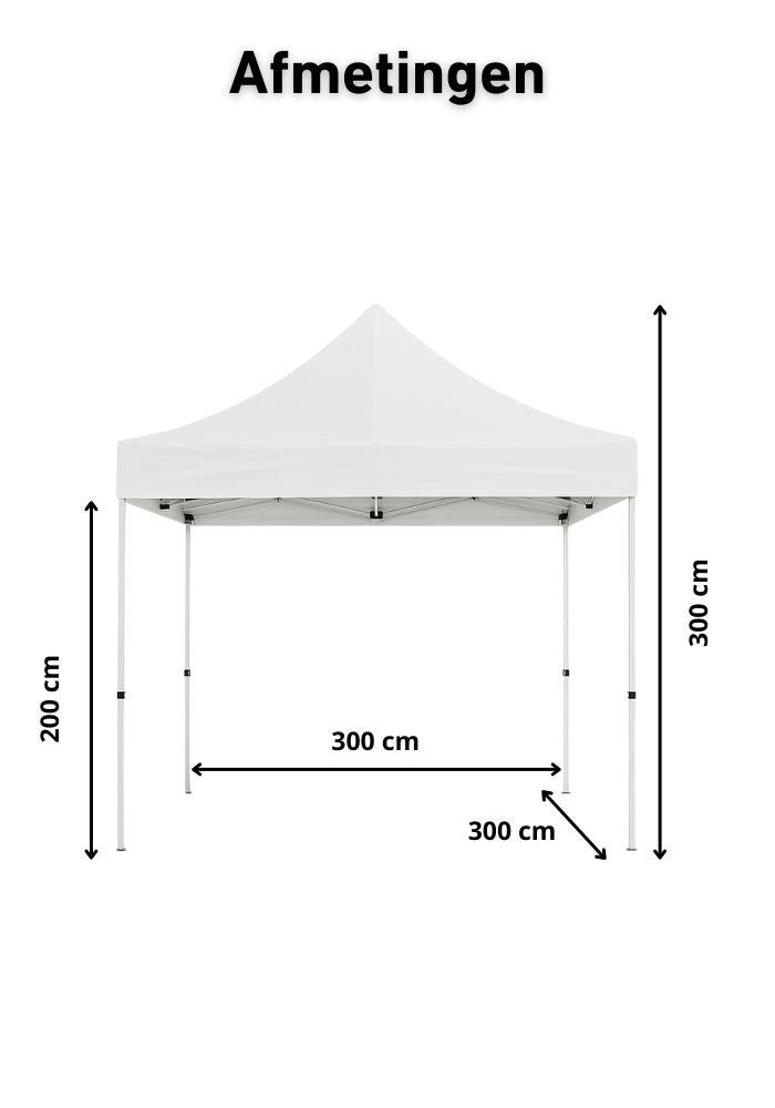 Easy Pop-up Festival Camping Partytent Premium Steel Version - 3x3m - White - Festivales