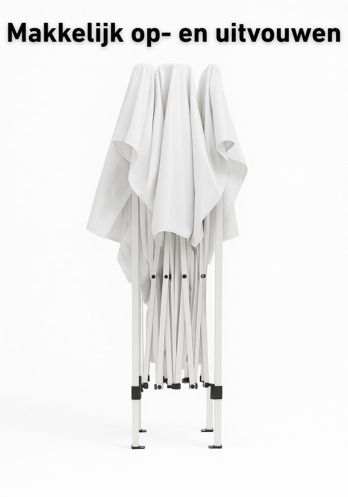 Easy Pop-up Festival Camping Partytent Premium Steel Version - 3x3m - White - Festivales