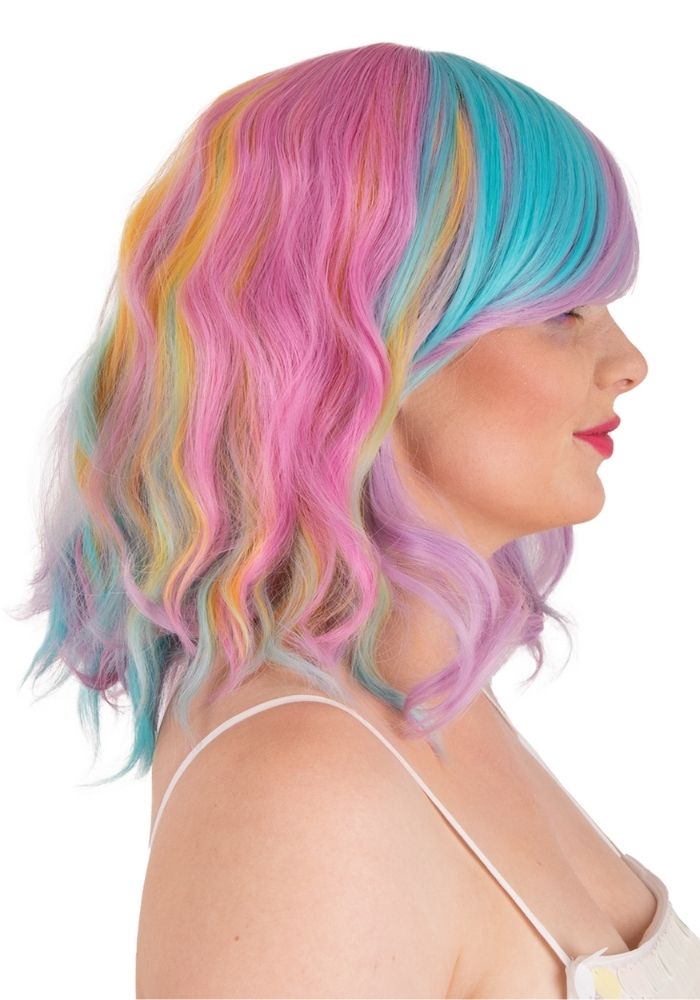 Pruik Alicia Half Lang Wave Pastel - Festivales
