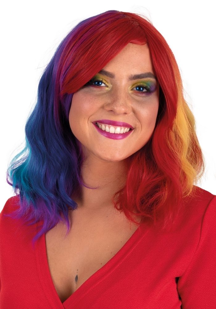 Pruik Alicia Half Lang Wave Full Color - Festivales