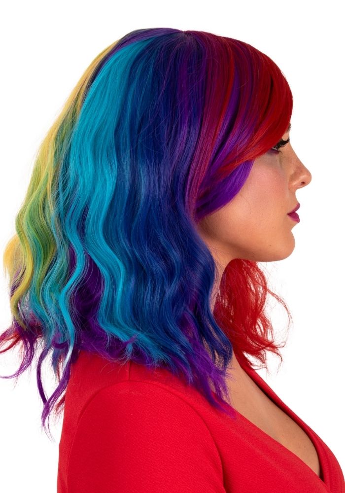 Pruik Alicia Half Lang Wave Full Color - Festivales