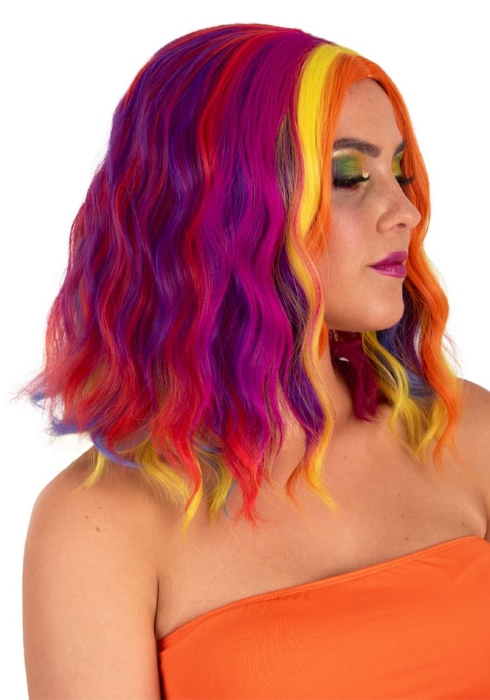 Pruik Alicia Half Lang Wave Multi - Festivales