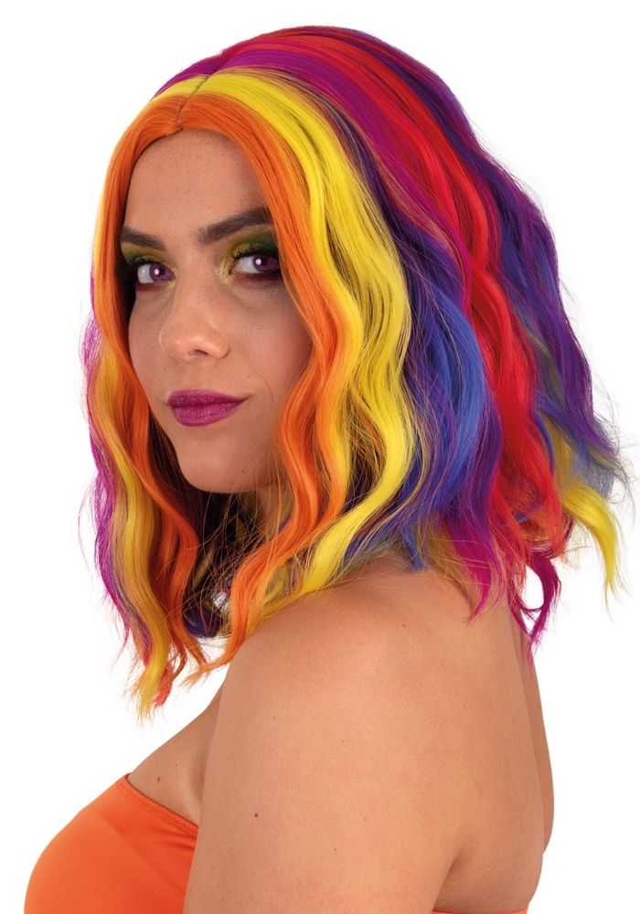 Pruik Alicia Half Lang Wave Multi - Festivales