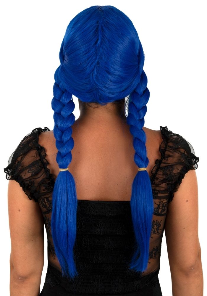 Pruik Eowyn Blauw Met Lang Haar en Vlechten - Festivales