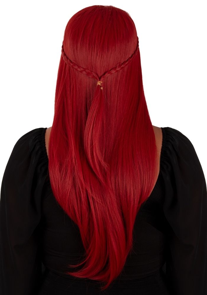 Pruik Eowyn Rood Met Lang Haar een Vlecht - Festivales