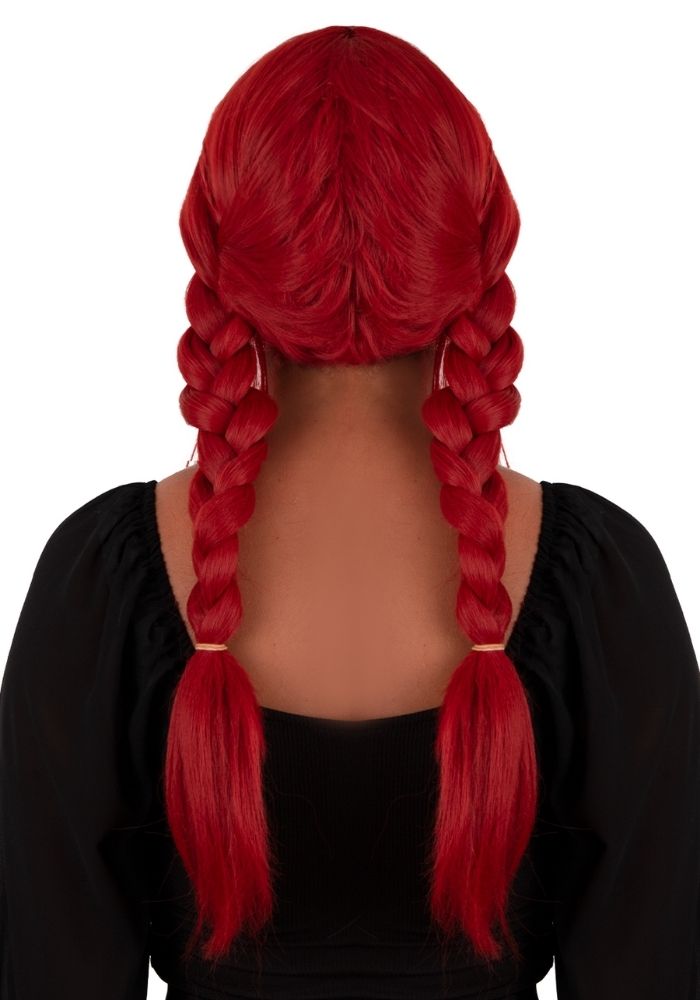 Pruik Eowyn Rood Met Lang Haar en Vlechten - Festivales