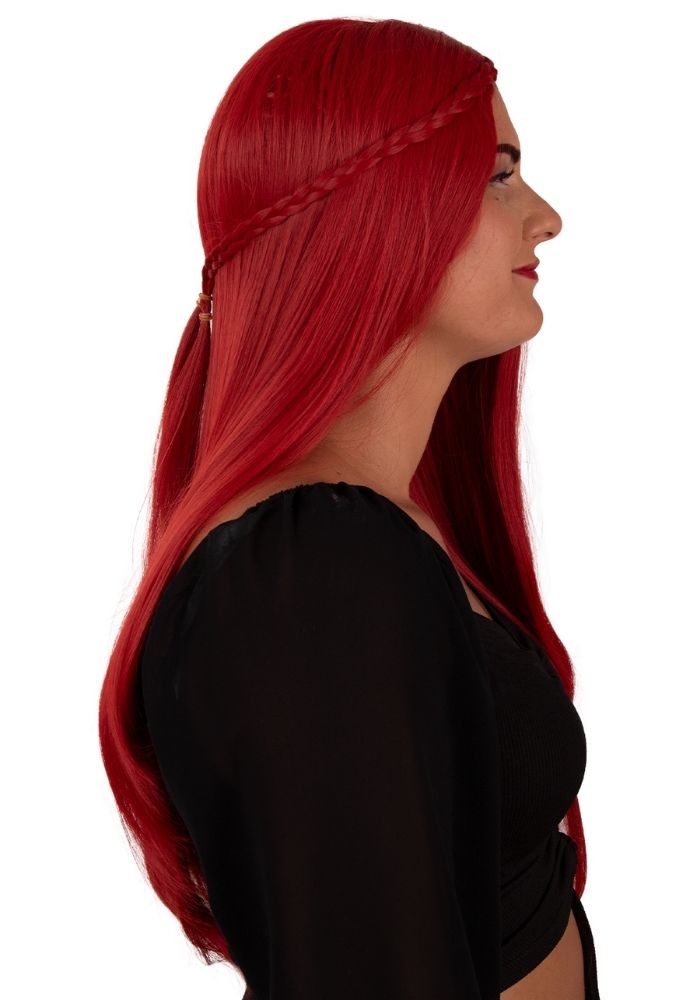 Pruik Eowyn Rood Met Lang Haar een Vlecht - Festivales