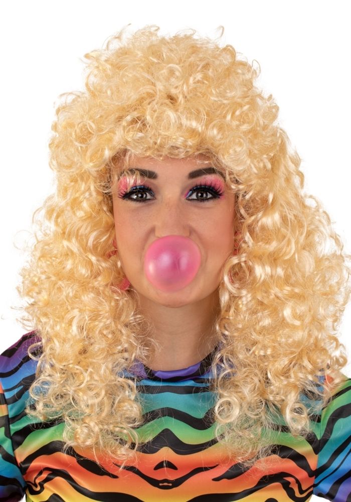Pruik Lola Lang Krullend Blond - Festivales