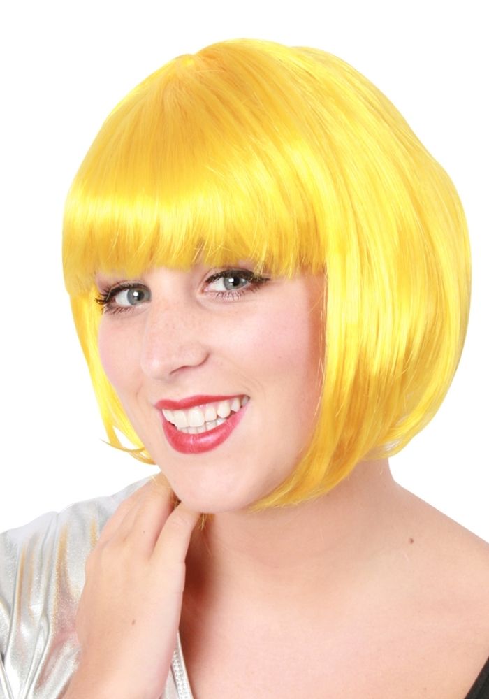 Pruik Sensation Bobline Geel - Festivales