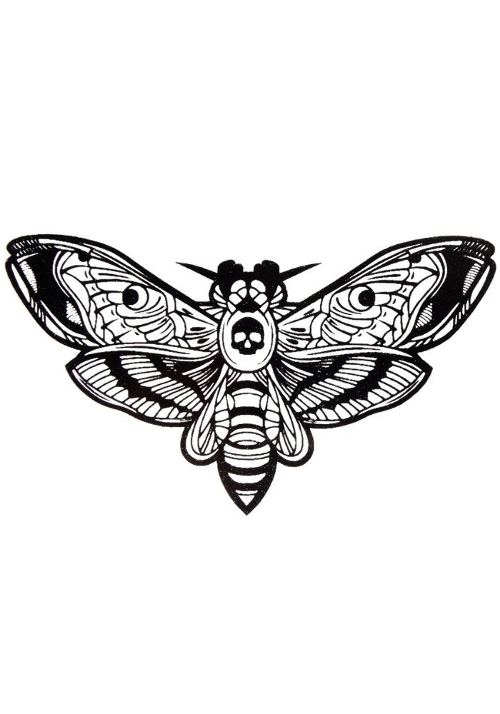 Quick Tattoo Glittersjabloon Mot met Doodshoofd - Festivales