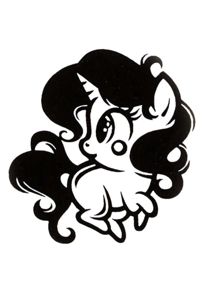 Quick Tattoo Glittersjabloon Pony met Eenhoorn - Festivales