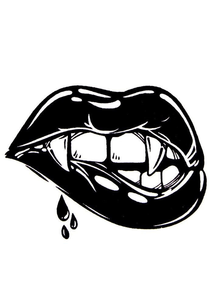 Quick Tattoo Glittersjabloon Sexy Vampier Mond - Festivales