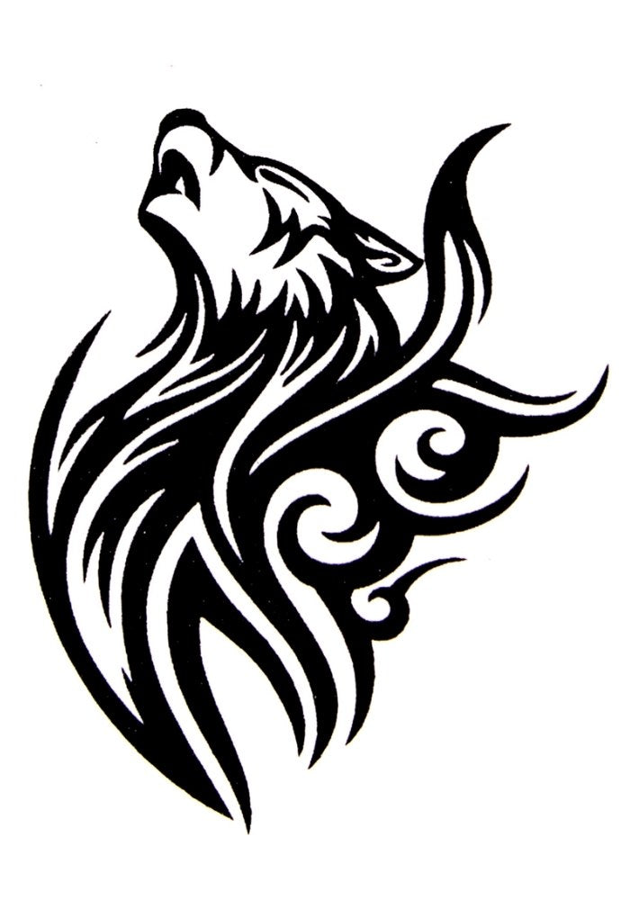 Quick Tattoo Glittersjabloon Tribal Wolf - Festivales