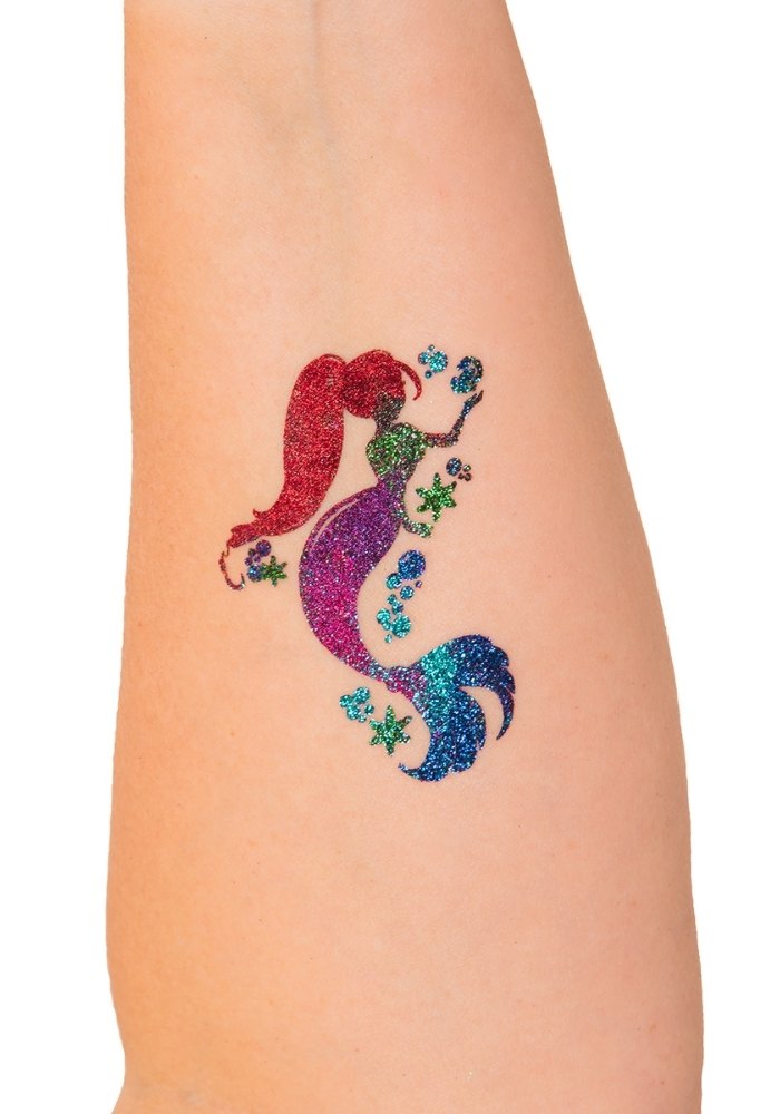 Quick Tattoo Glittersjabloon Zeemeermin - Festivales