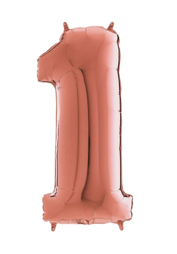 Folieballon Cijfer '1' Roségoud (40cm) - Festivales