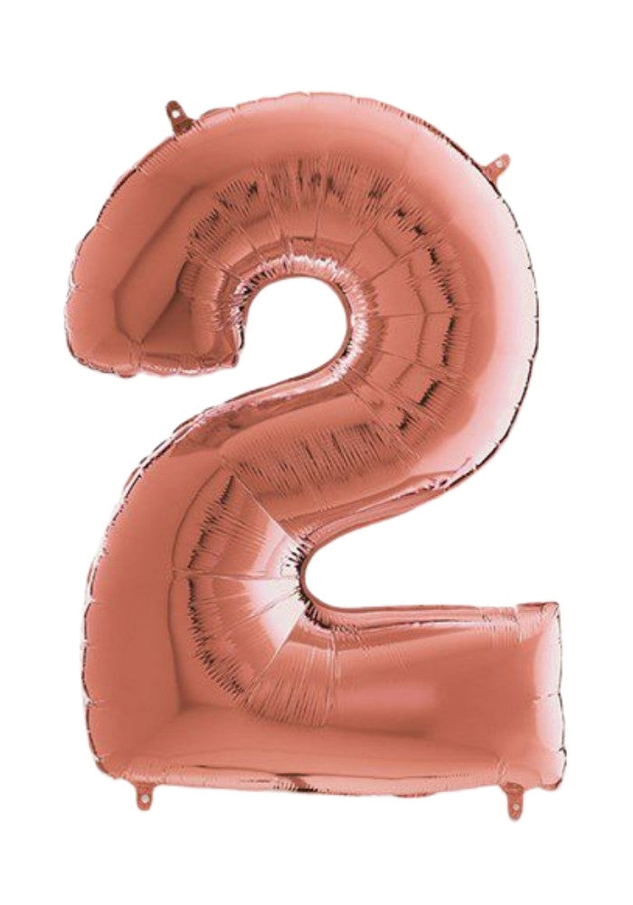 Folieballon Cijfer '2' Roségoud (40cm) - Festivales