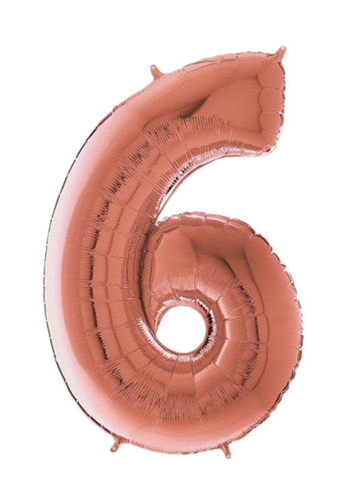 Folieballon Cijfer '6' Roségoud (40cm) - Festivales