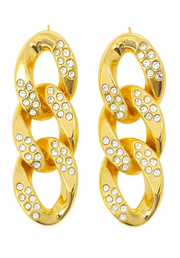 Oorbellen Schakel Goud Strass - Festivales