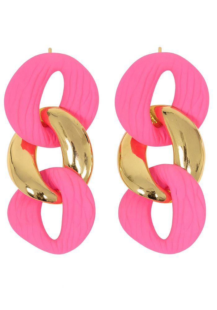 Oorbellen Schakel Roze Goud - Festivales