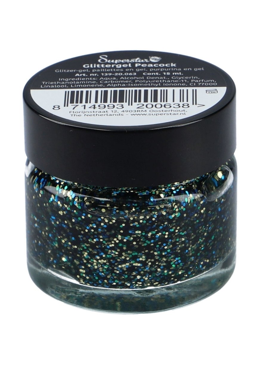 Gel Superstar Glitter Peacock (Huid&Haar) 15ml - Festivales