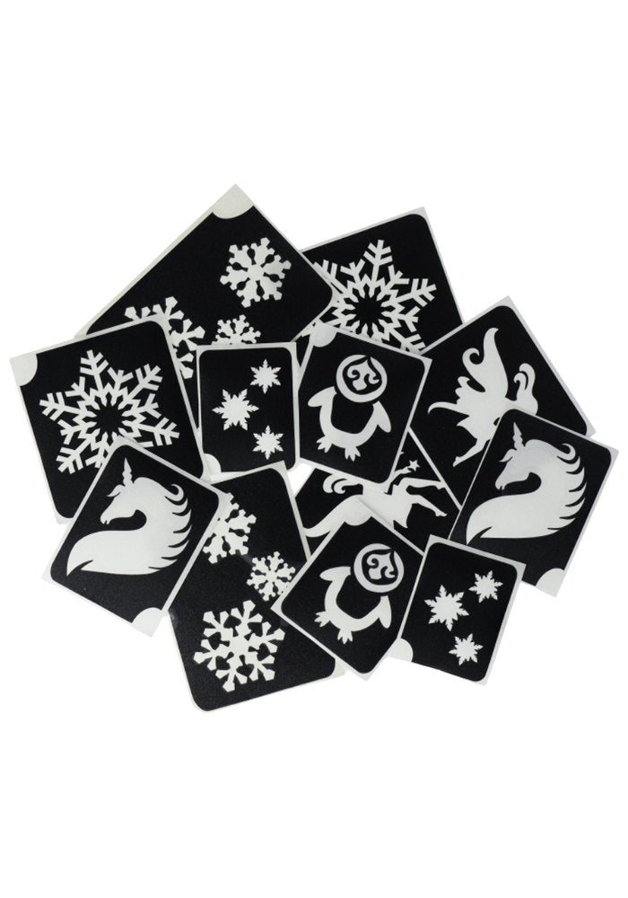 Glitter Tattoo Stencils Winter Fair 12pcs - Festivales