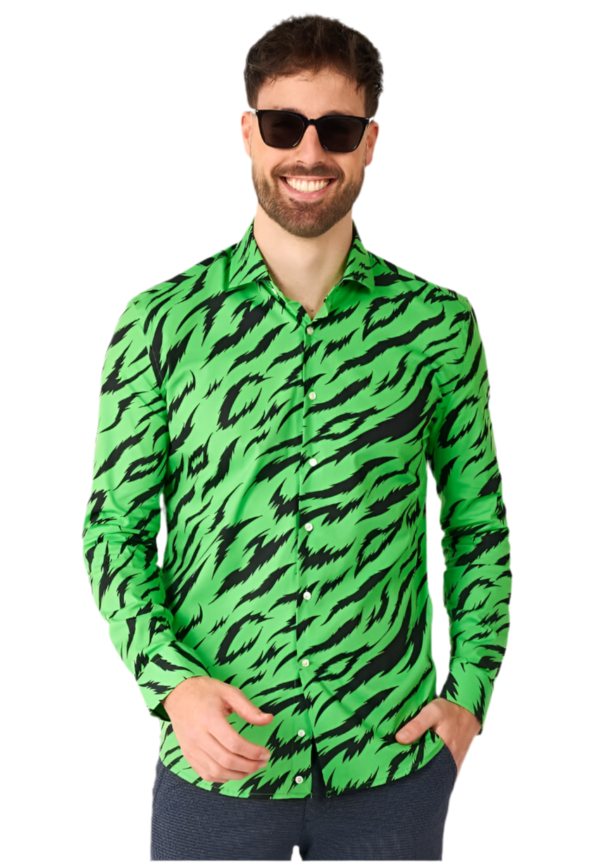 Wild Animal Groen Overhemd Heren - OppoSuits - Festivales