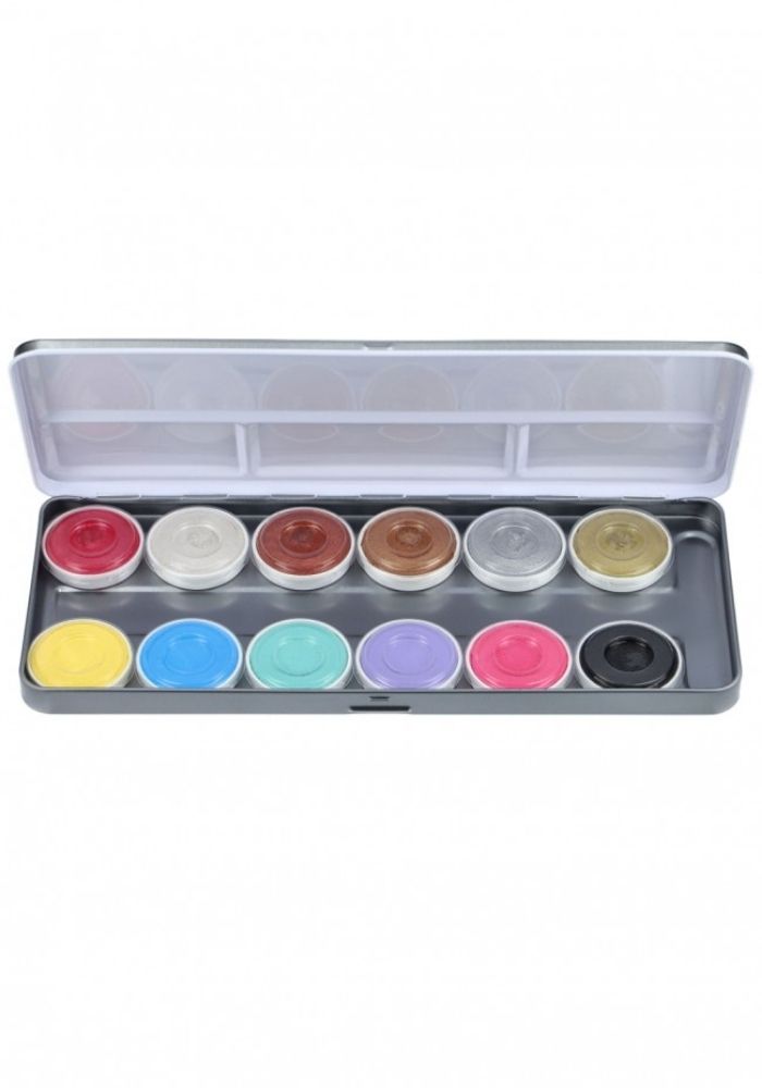 Aqua Face and Bodypaint Palet 12 colours Duo Shimmer And Pastel - Festivales