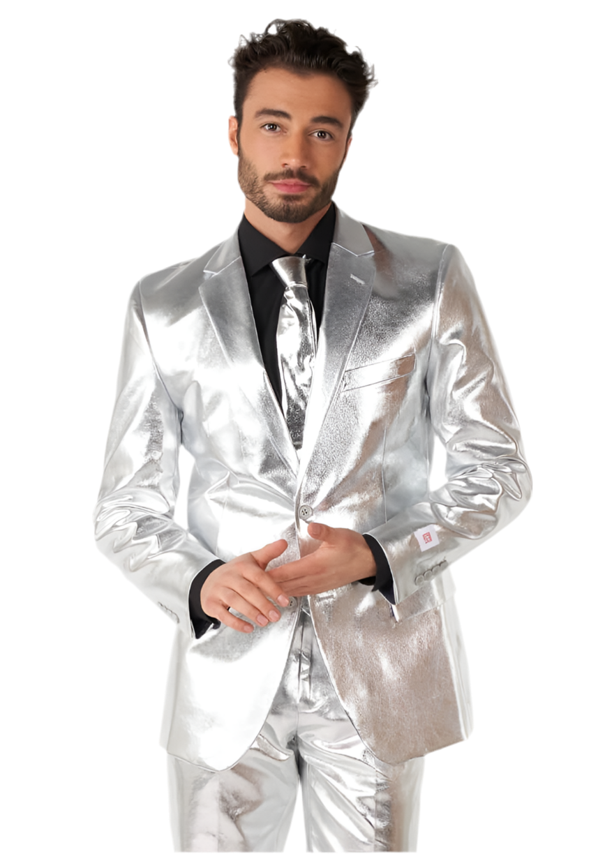 Carnavalsjas Kostuum Shiny Zilver - OppoSuits - Festivales