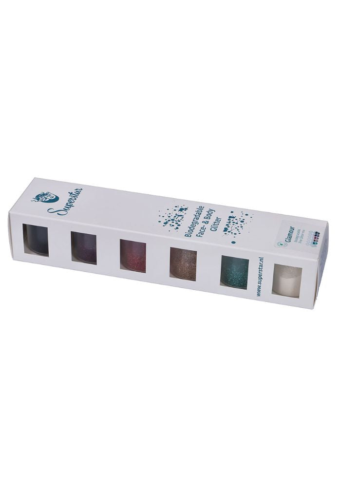 Biodegradable Glamour Fine Glittermix 6-pack 90 ml - Festivales