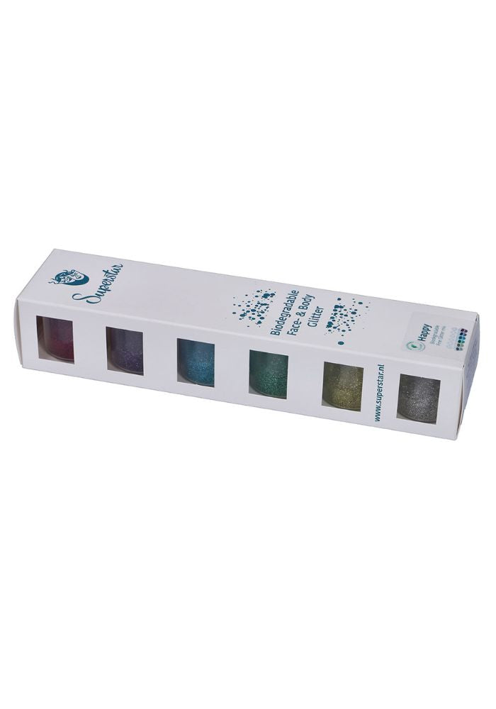 Biodegradable Happy Fine Glittermix 6-pack 90 ml - Festivales