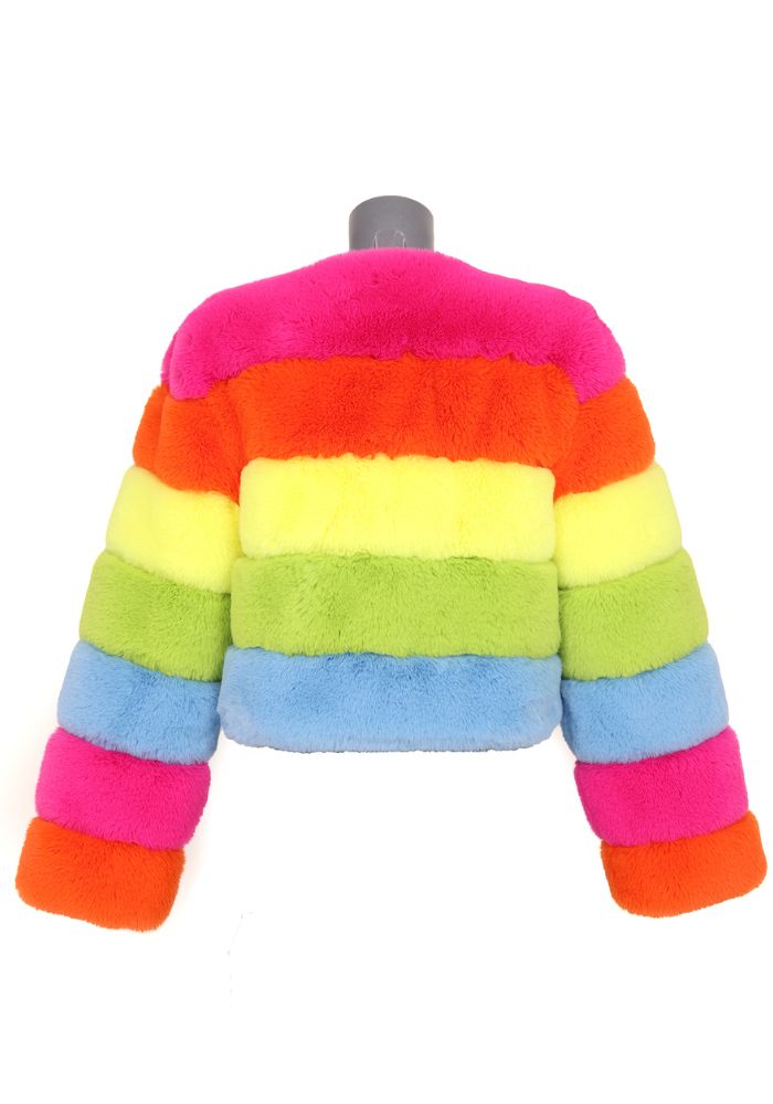 Bontjas voor carnaval in de regenboog kleuren voor dames - achterkant